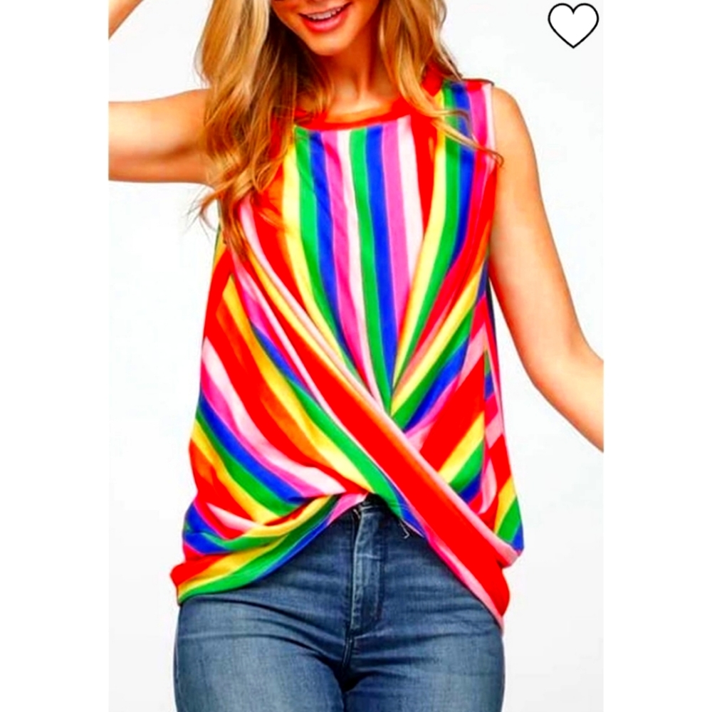 Women's Rainbow Cris Cross Top
